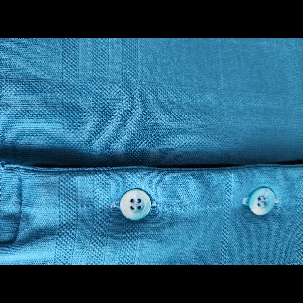 Burberry Ocean Blue Check Long Sleeve Polo Shirt - Picture 9 of 16
